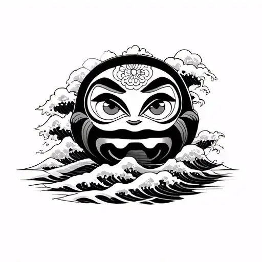 Daruma Doll And Wave