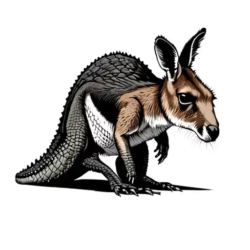 Australia's Trademark Kangaroo Walking On Crocodile