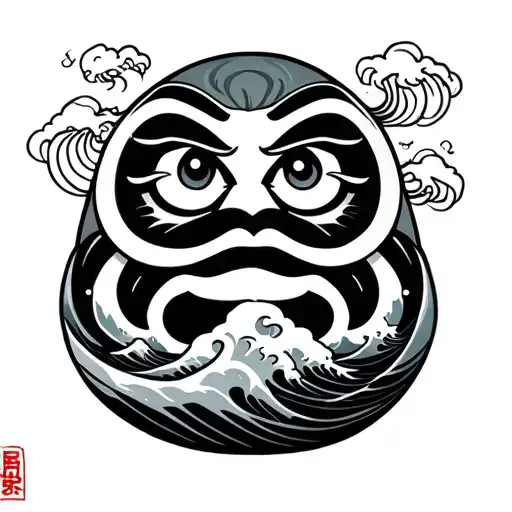 Daruma Doll And Wave Inside