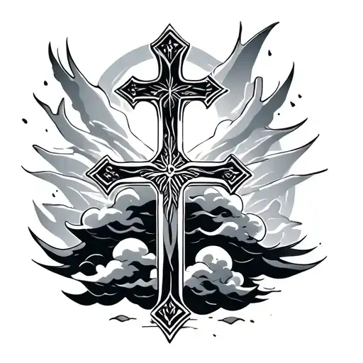 Agtg Tattoo W Cross And Clouds