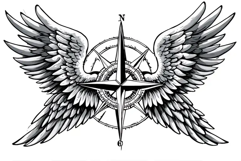 Wings And Compass Intertwined