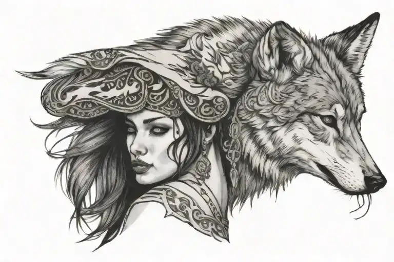 Woman Wearing Wolf Skin On Her Head Dancing