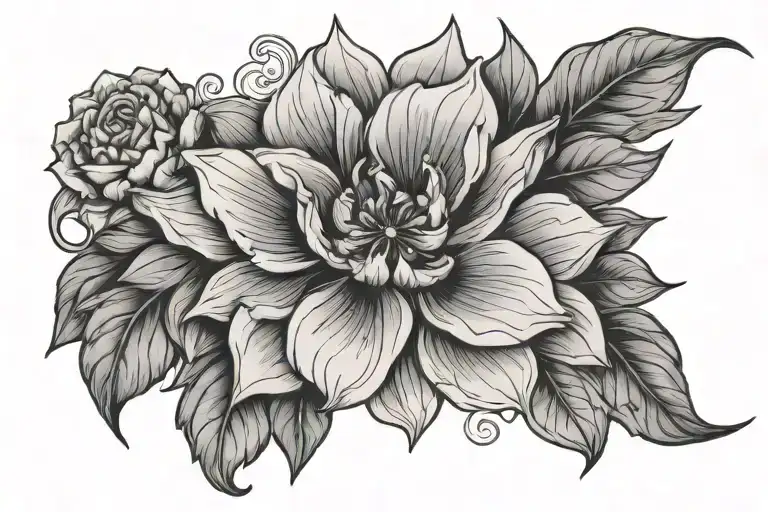 Flower Panel On The Front Of The Thigh