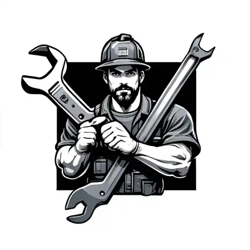 Mechanic Holding A Wrench