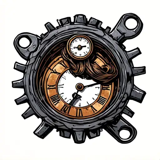 Spanner's And Cogs With A Clock And A Brown Women's Wye