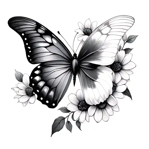 Half Butterfly Half Flowers