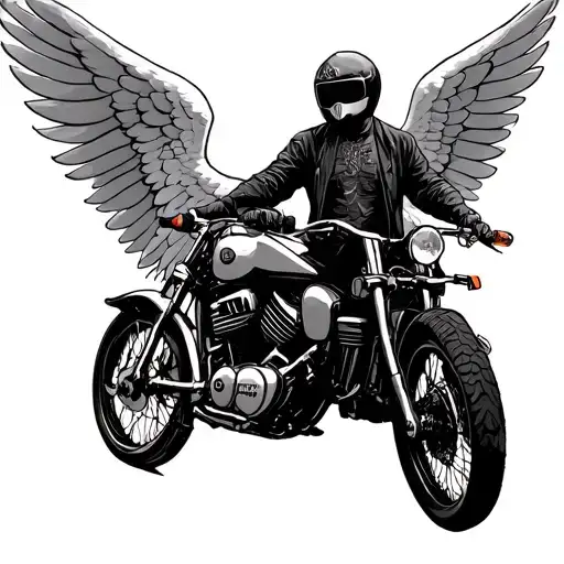 2 Bikers On One Of The Angel Wings Towards The Sky