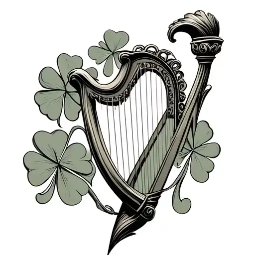 Harp And Shamrock Intertwined
