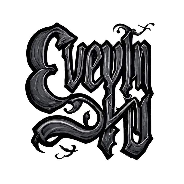 Dark Lettering Name Evelyn