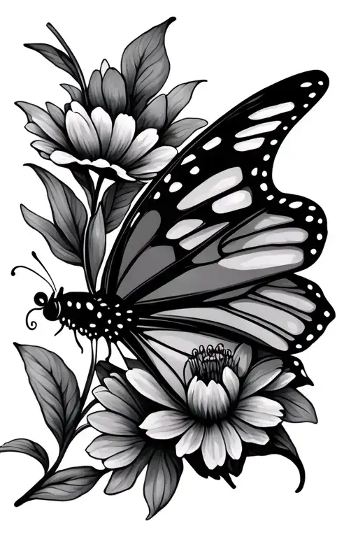Butterfly With Flowers