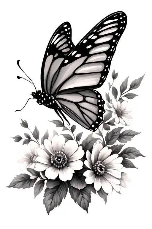 Butterfly With Flowers