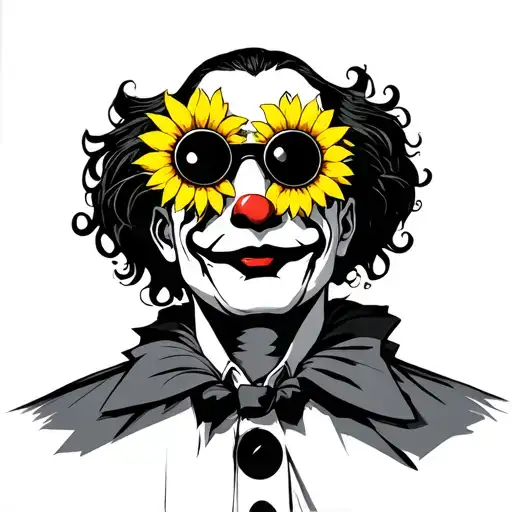 Art The Clown From The Movie Terrifier Wearing Sunflower Sunglasses
