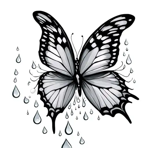 Butterfly And Rain Drops