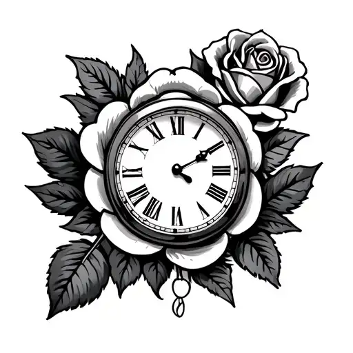 Rose And Clock And Money