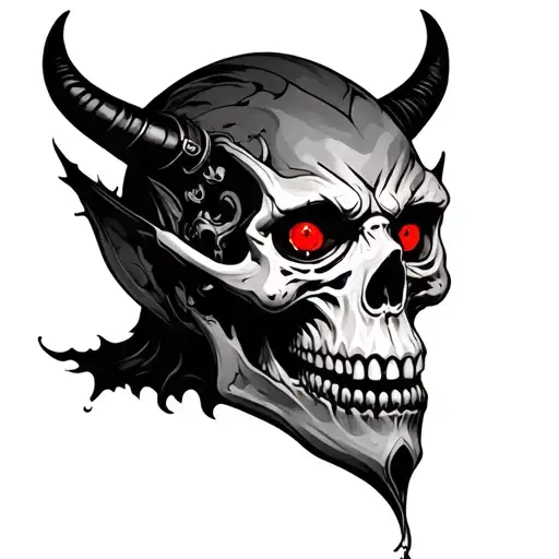Demon Face Skull Red Eyes