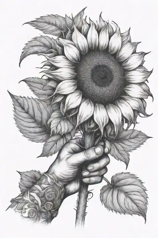 A Hand Holding Up A Sunflower With A Stem That Spells Carmen