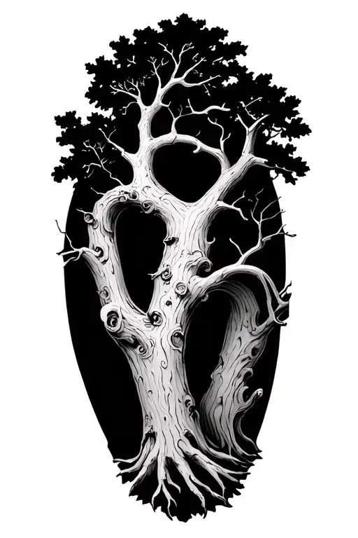 Oak Tree With Par Carved Into Its Trunk