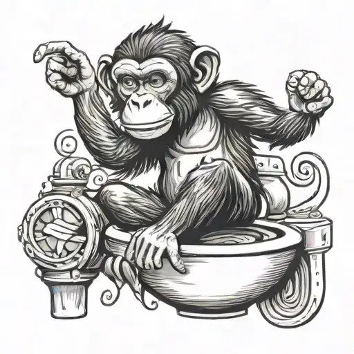 An Epic Toilet With A Monkey On It Flipping You