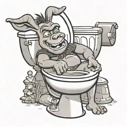 An Epic Toilet With Donkey From Shrek On It Flipping You Off