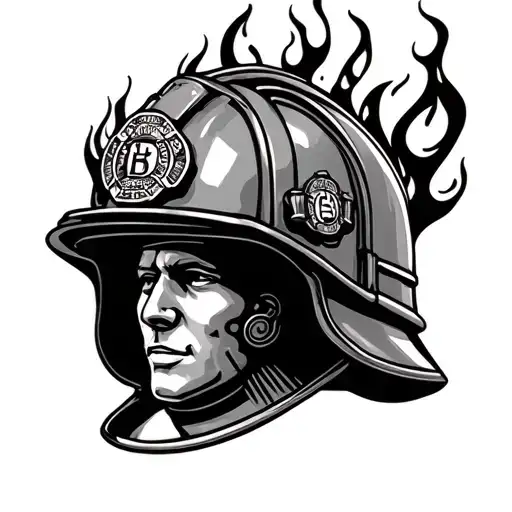 Fire Brigade Helmet With Flames