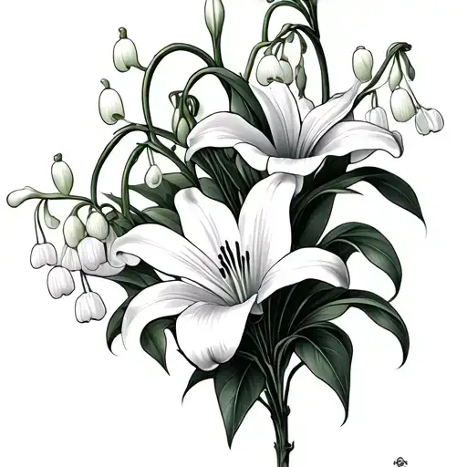 A Victorian Style Lily Of The Valley Intertwined
