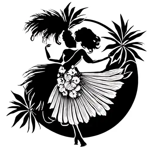 Hawaiian Hula Girl Sillouette