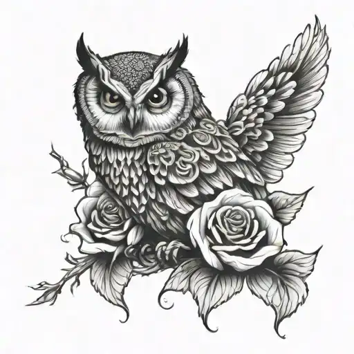Owl With Roses