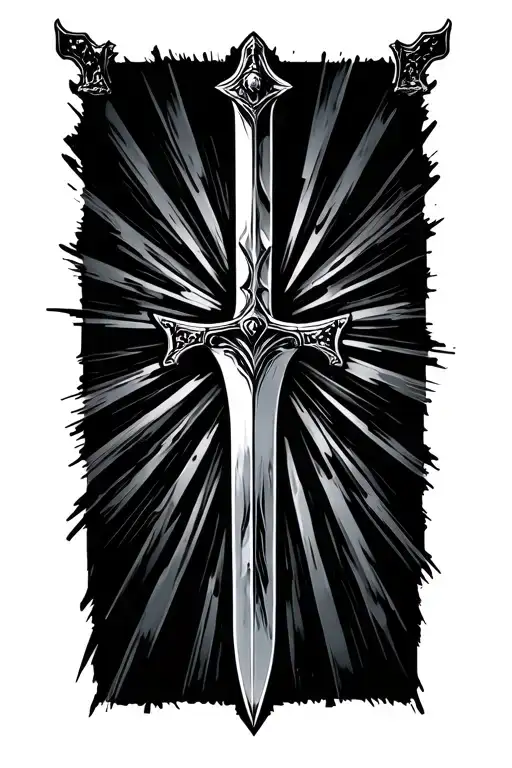 Sword Banner Rays Radiating