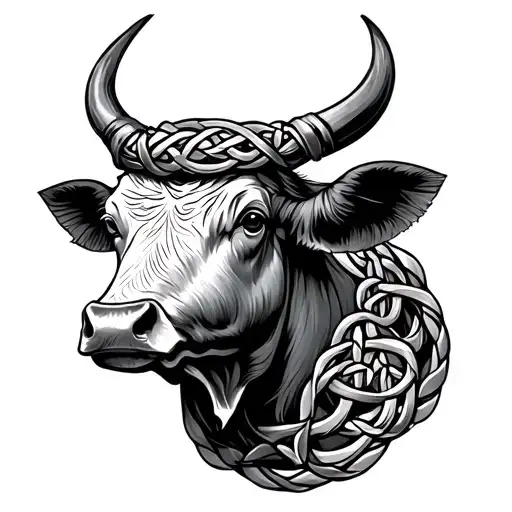 A Celtic Torc Interwoven With Bovine Imagery For An Arm Band