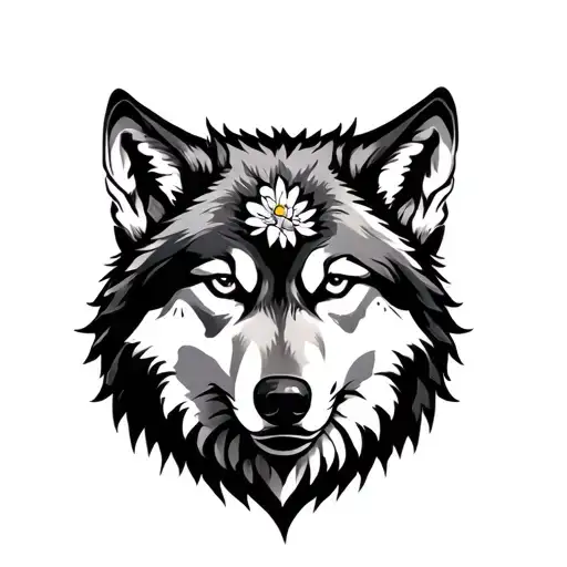 Wolf And Flowers
