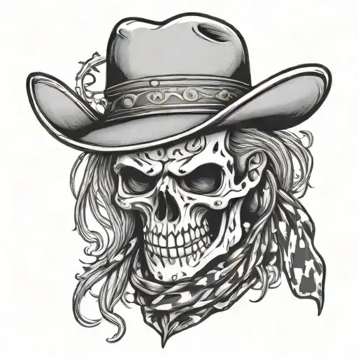 Outlaw Cowboy Skull Wearing Bandanna