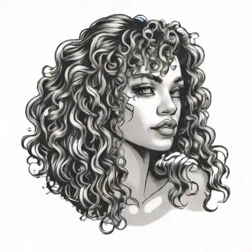Curly Hair Woman With Cleft Chin