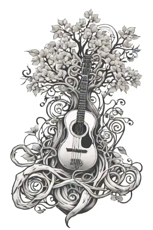 Tree Branches And Roots Intertwined With Music Elements