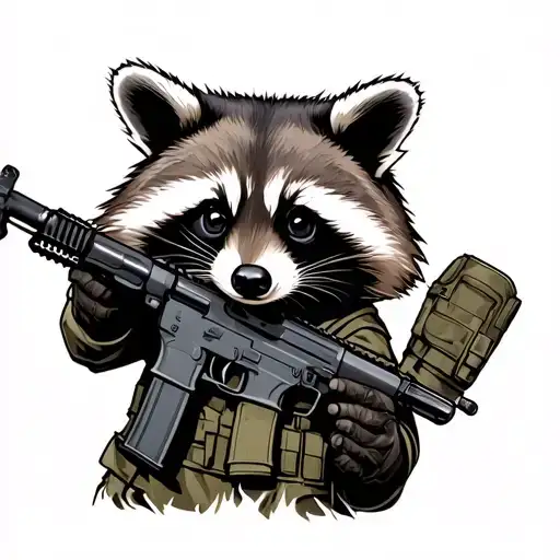 Army Racoon With Ar15