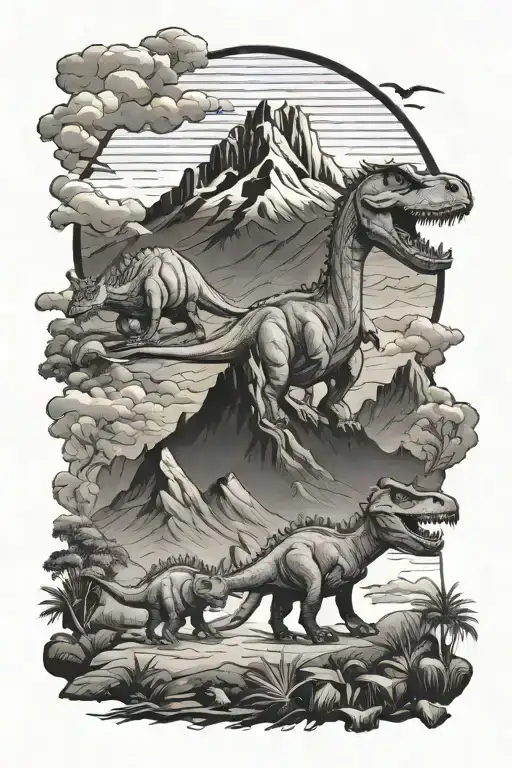 Dinosaurs Mountains Landscapes