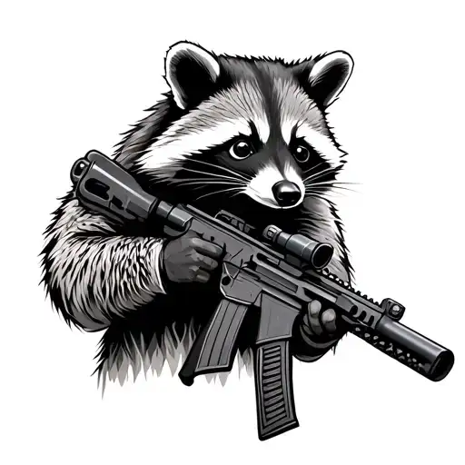 Army Racoon With Sniper Rifle