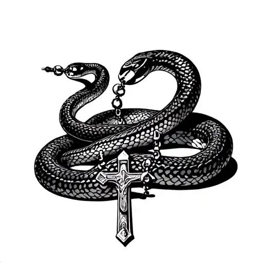 Catholic Rosary Wrapped Around A Snake