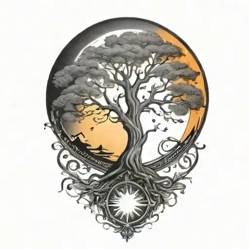 Tree Of Life And Sun And Moon