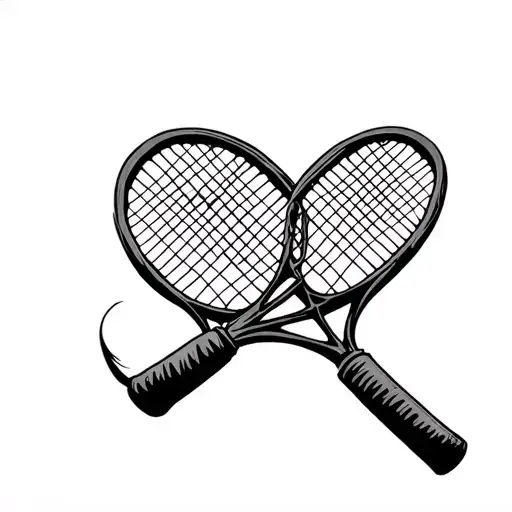 Tennis Raquette Interwined With Another Tennis Raquette