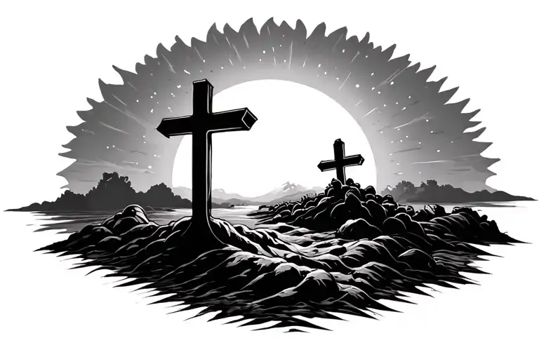 Sun Shinning Over Cross