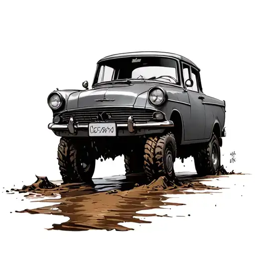A Car That Is Stuck In The Mud