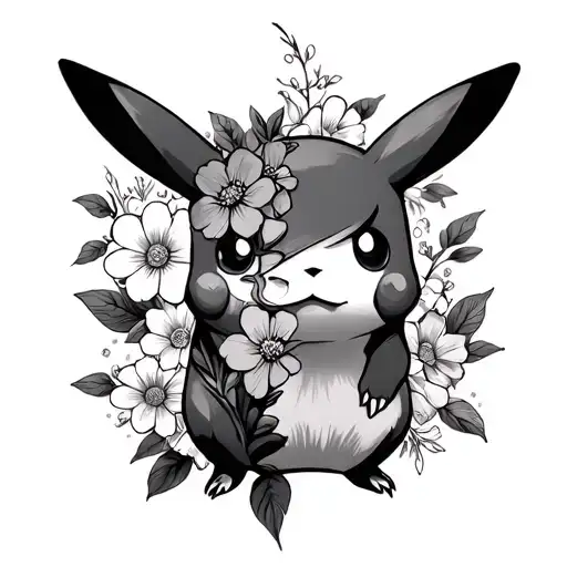 Half Pikachu Half Flowers