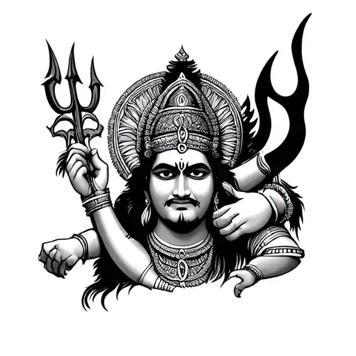 Shiv Trident With Hanuman Gada