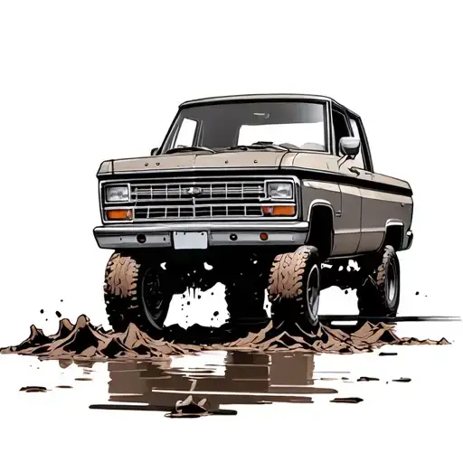 A Car That Is Stuck In The Mud In Comic Style Illustration