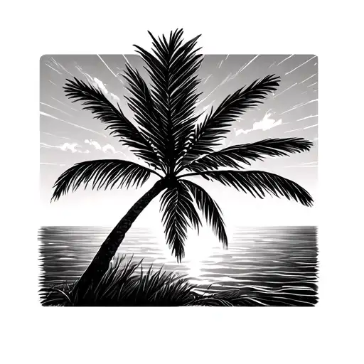 Palm Tree With Sunrise Integrated