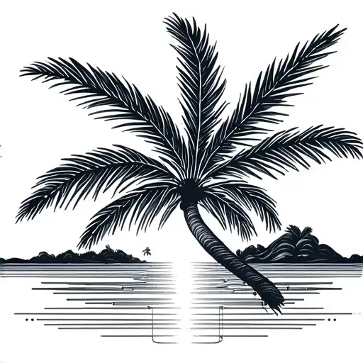 Palm Tree With Sunrise Integrated Circuitry