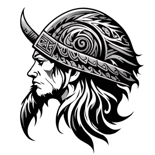 A Nordic Flow In The Form Of Viking Runa On The Shoulder With A Tribal