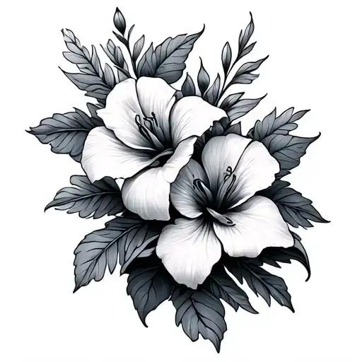 Fine Line Bell Flowers Intertwined