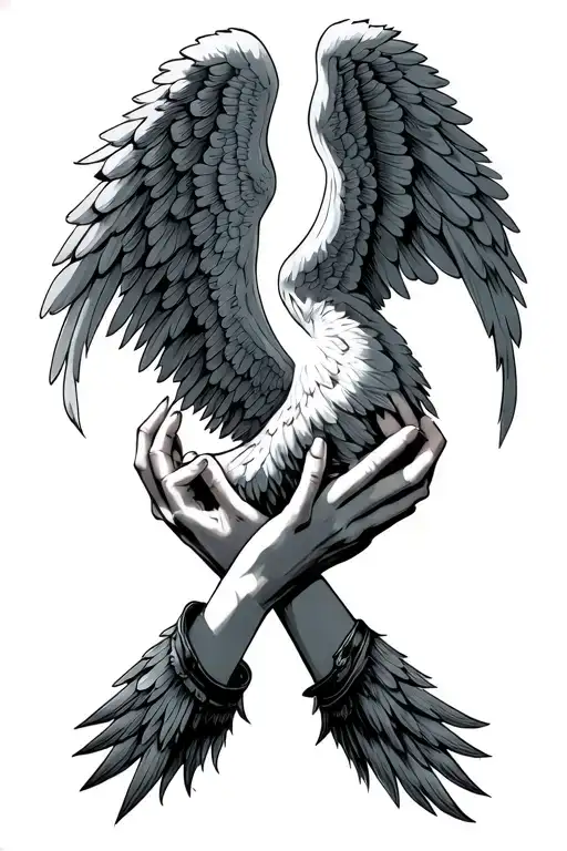 Wings With Hands Holding Each Side
