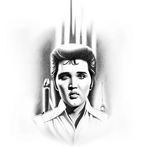Elvis Presley On Stage With Spotlights And Tcb Symbol